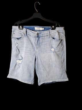 Torrid Light Wash Distressed Denim Shorts - Light Blue